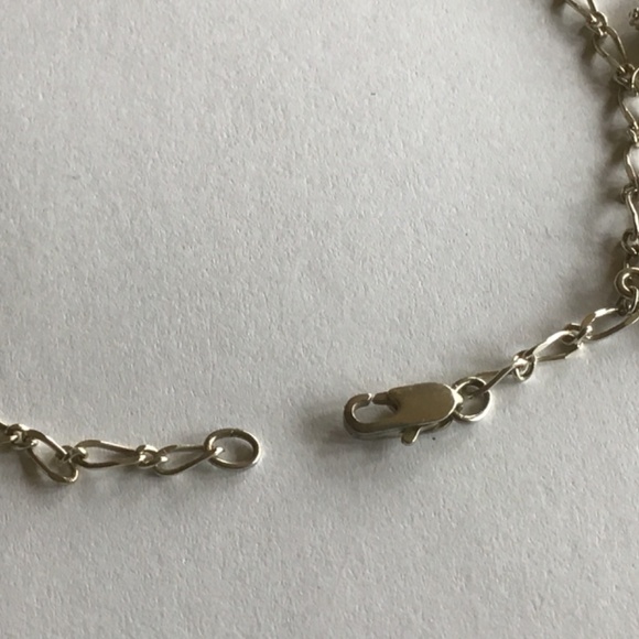 Silver tone metal anklet with stars dangles - Picture 4 of 5